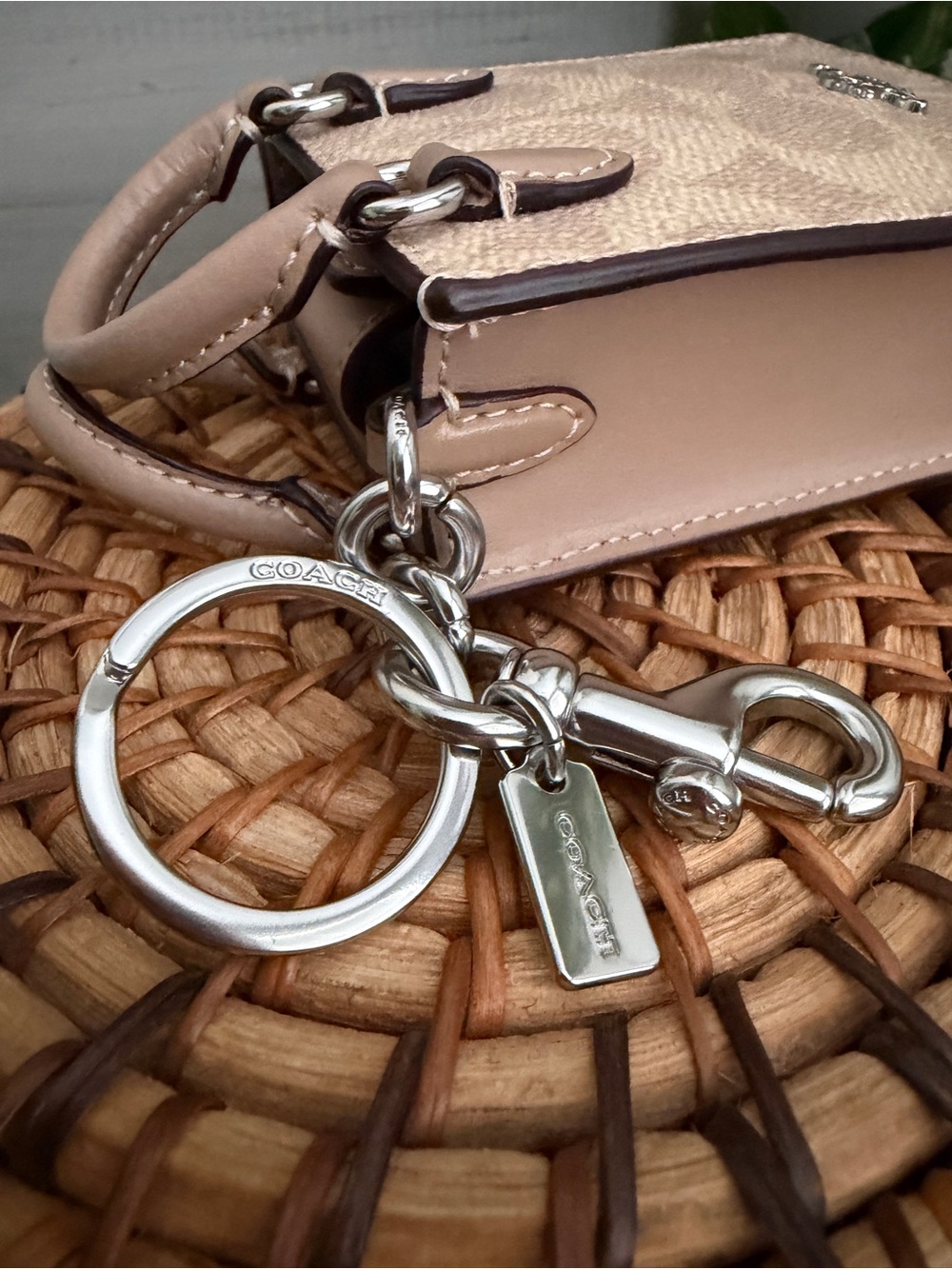Coach North/South Mini Tote Bag Charm in Signature Canvas Tan & Beige F2448 NWOT - Picture 7 of 11